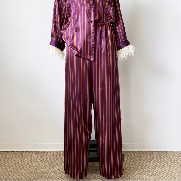 Ostrich feather trim pajama set - Picture 4 of 5